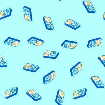 Mobile chat bot isometric icon seamless pattern Stock Illustration
