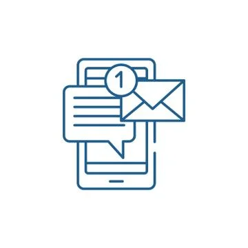 Mobile chat bot line icon concept. Mobile chat bot flat vector symbol, sign Stock Illustration