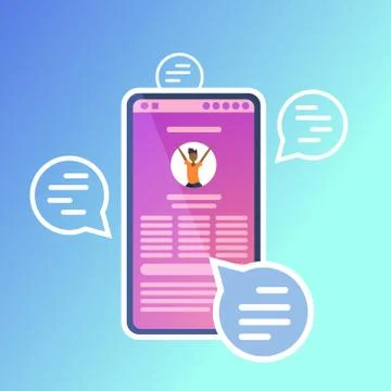 Mobile chat bubble application speech text message online communication app Stock Illustration