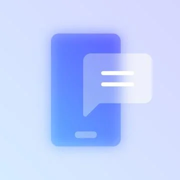 Mobile chat glassmorphism icon. Stock Illustration