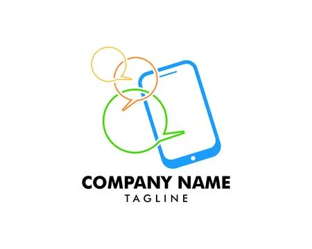 Mobile Chat Icon Vector Logo Design Template Stock Illustration