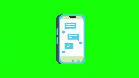 Mobile chat interface with speech bubbles animation on green screen Stock Footage 314161839