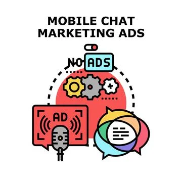 Mobile chat marketing ads concept developing Stock Illustration