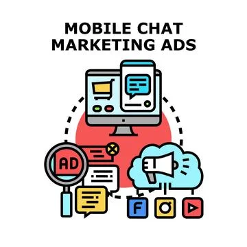Mobile chat marketing ads concept vector illustration Stock Illustration