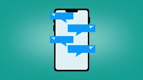 Mobile chat message animation on smartphone screen. Mobile chat message dig.. Stock Footage 336895994