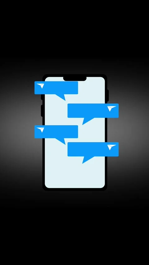 Mobile chat message animation on smartphone screen. Mobile chat message dig.. Stock Footage 345967225