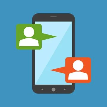 Mobile chat, modern social interaction concept. Flat design. Stock Illustration