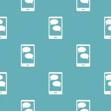 Mobile chat pattern seamless blue Stock Illustration