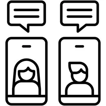Mobile chat, work from home related vector Stock Illustration