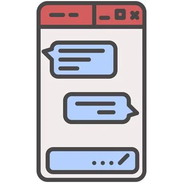 Mobile chatbox interface flat outline vector icon Stock Illustration
