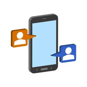 Mobile Chatting symbol. Flat Isometric Icon or Logo. 3D Style Pictogram for W Stock Illustration