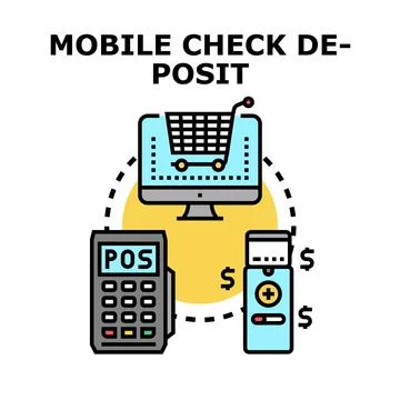 Mobile check deposit online payment concept illustration Stock Illustration