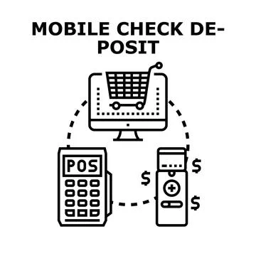 Mobile check deposit online payment concept illustration Stock Illustration