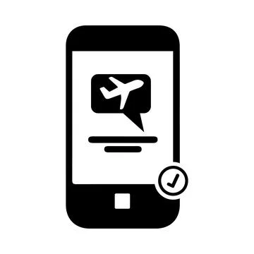 Mobile, check, flight, check-in, online, mobile online flight check-in icon Stock Illustration