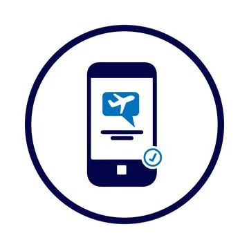 Mobile, check, flight, check-in, online, mobile online flight check-in icon Stock Illustration