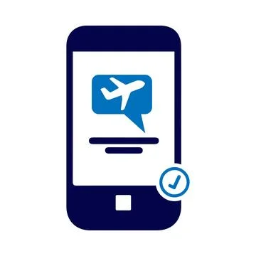 Mobile, check, flight, check-in, online, mobile online flight check-in icon Stock Illustration