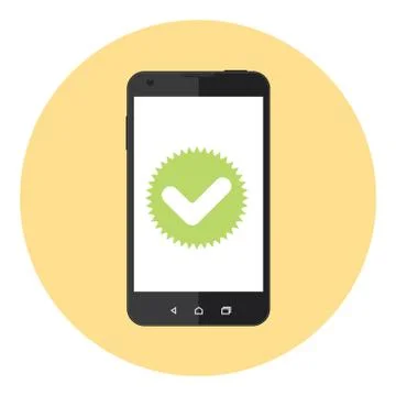 Mobile Checkmark Sign Stock Illustration
