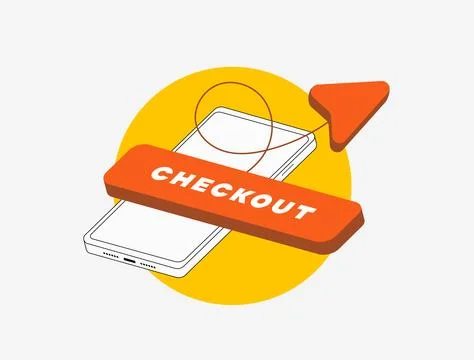 Mobile checkout optimization concept. E-commerce one click payment. Frictionless Stock Illustration