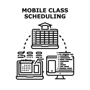Mobile class scheduling concept with online education platform Stock Illustration