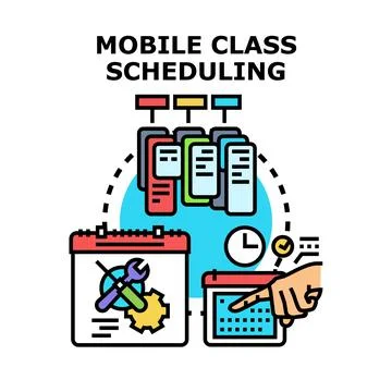 Mobile class scheduling concept with online calendar management Illustration