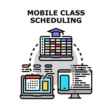 Mobile class scheduling concept with online education platform Stock Illustration