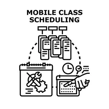 Mobile class scheduling concept with online calendar management 스톡 일러스트
