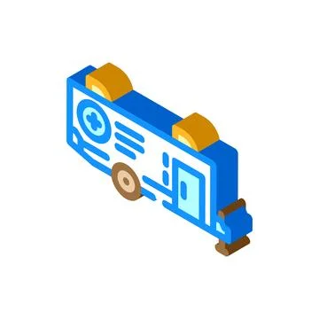 Mobile clinic ambulance isometric icon vector illustration Stock Illustration