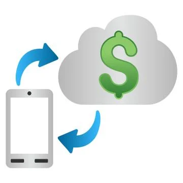 Mobile Cloud Banking Gradient Vector Icon 库存插图
