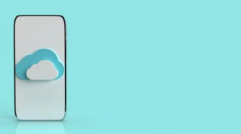 A mobile cloud on blue background for it content 3d rendering Illustrazione stock