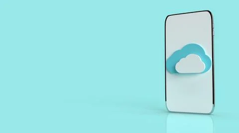 A mobile cloud on blue background for it content 3d rendering Stock Illustration