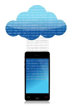 Mobile cloud computing binary transfer illustration design Stock Illustration