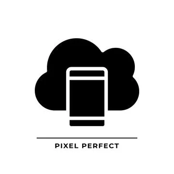 Mobile cloud computing black glyph icon 스톡 일러스트