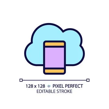 Mobile cloud computing pixel perfect RGB color icon Stock Illustration