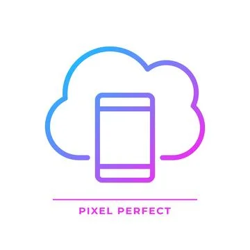 Mobile cloud computing pixel perfect gradient linear vector icon イラスト素材
