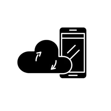 Mobile cloud data black icon, vector sign on isolated background. Mobile cloud Illustrazione stock