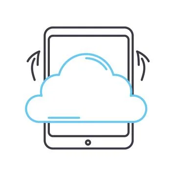 Mobile cloud service line icon, outline symbol, vector illustration, concept Illustrazione stock