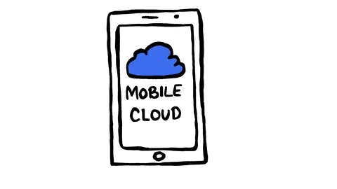Mobile Cloud on Smartphone Screen Scribble Animation Doodle Cartoon 4K Video stock 72442626