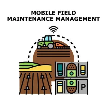 Mobile cloud technology managing smart agricultural fields イラスト素材