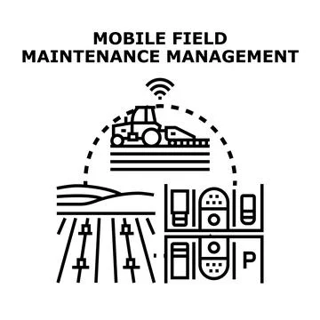 Mobile cloud technology managing smart agricultural fields イラスト素材