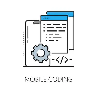 Mobile coding icon with smartphone screen イラスト素材