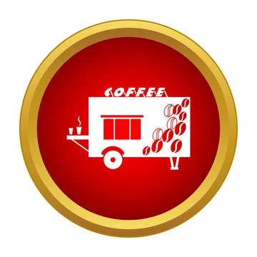 Mobile coffee cart icon serving fresh espresso beans Stock Illustration