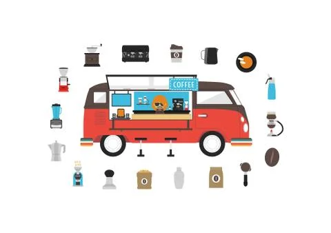Mobile coffee van Illustration