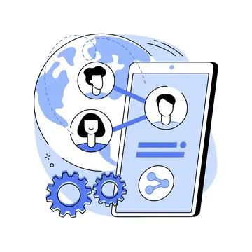 Mobile collaboration abstract concept vector illustration. Stock Illustration