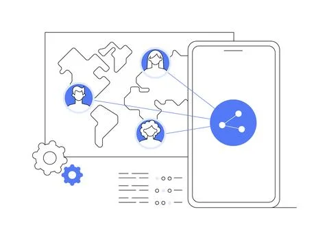 Mobile collaboration abstract concept vector illustration. 스톡 일러스트