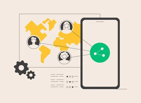 Mobile collaboration abstract concept vector illustration. 스톡 일러스트