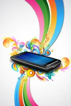 Mobile with colorful waves Illustrazione stock
