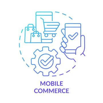 Mobile commerce blue gradient concept icon Stock Illustration