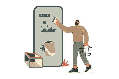 Mobile Commerce Illustration 스톡 일러스트