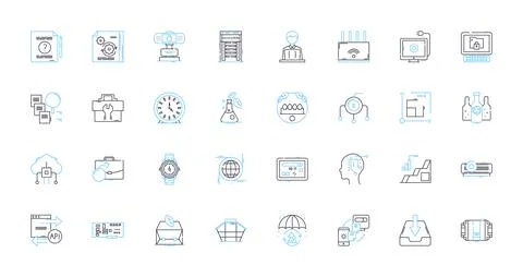 Mobile commerce linear icons set. Smartph, Payment, App, E-commerce, Shopping Ilustración de archivo