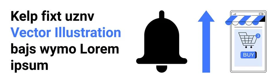 Mobile Commerce Shopping Features with Notification Bell and Upward Arrow イラスト素材